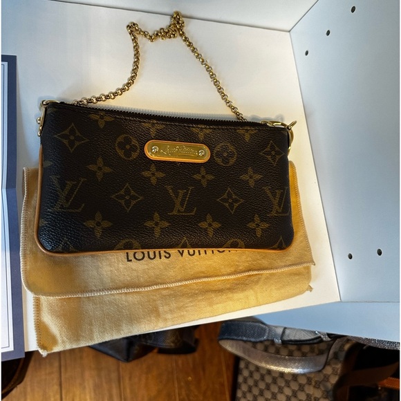 LV Monogram Pochette Mila MM Pouch Mini Bag Brown dust bag